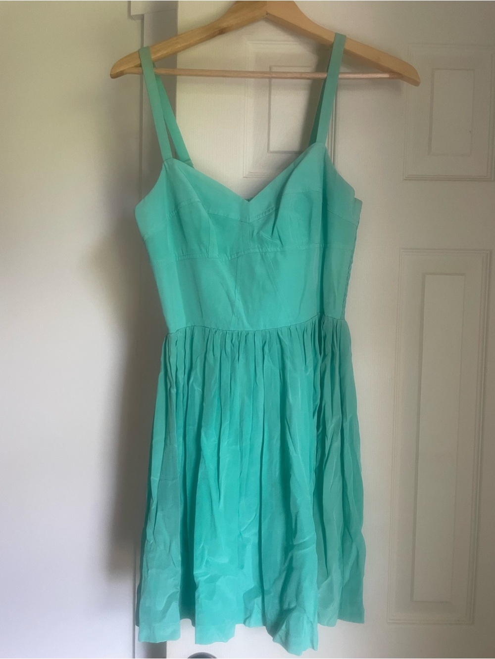 Amanda Uprichard 100% Silk Champagne Mini Dress in Bright Mint Green